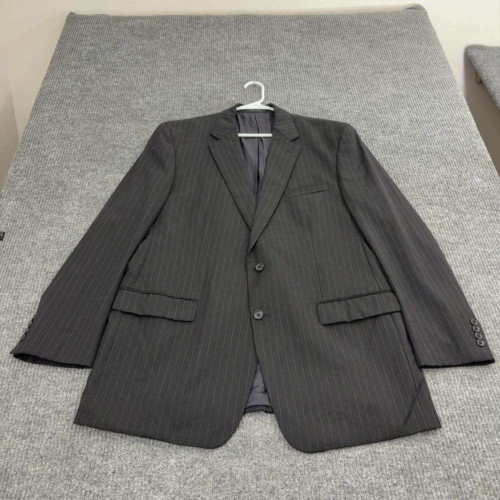 Lauren Ralph Lauren Blazer Mens 46L Black Wool Pinstripe Two Button Professional